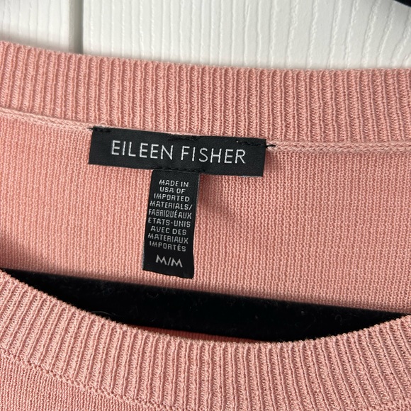 Eileen Fisher Top Hi Low Split Hem Long Doleman Sleeve Pale Blush Medium - Picture 12 of 16